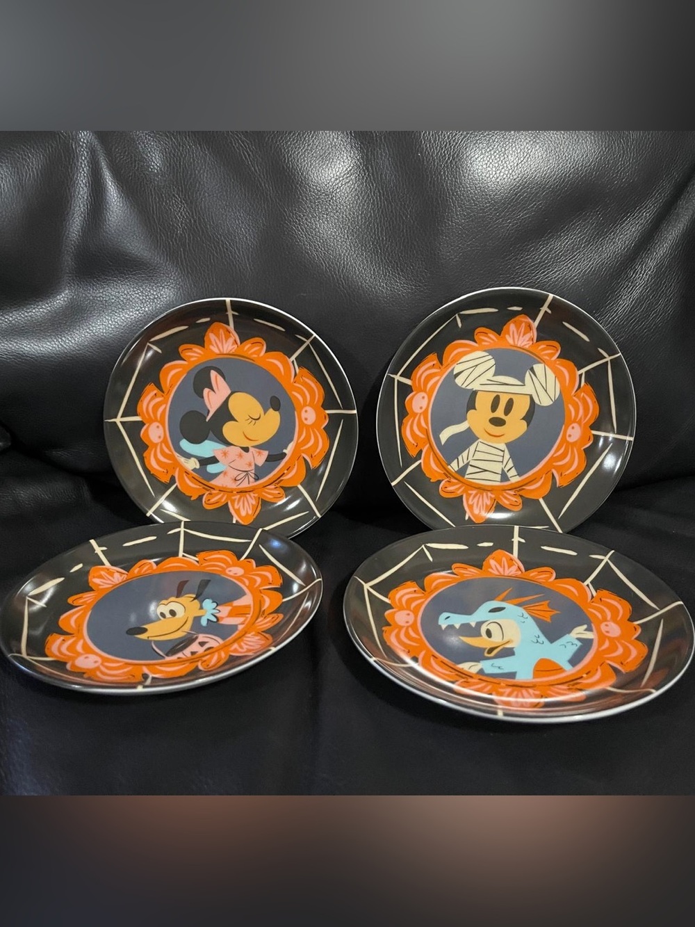 Halloween Disney Mickey Friends Haunted Frames Appetizer Plates, Set of 4